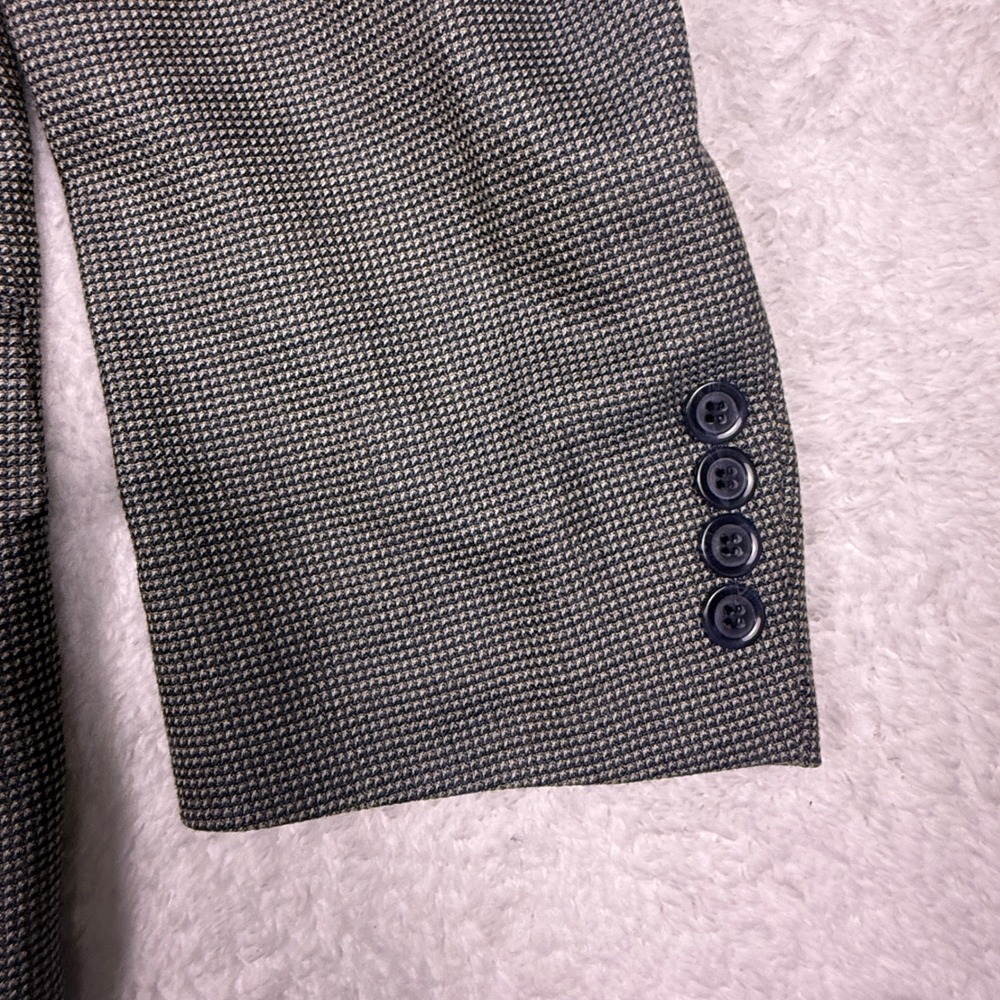 Andrew Fezza Blazer‎ Mens 43R Gray Houndstooth Wool/Silk/Poly/Rayon - Picture 7 of 15